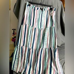 NWT Lane Bryant Ruffle Tiered Striped Skirt with lining. Sz 22/24